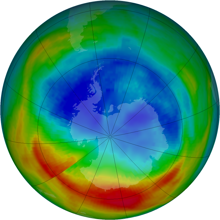 Antarctic ozone map for 23 August 2002